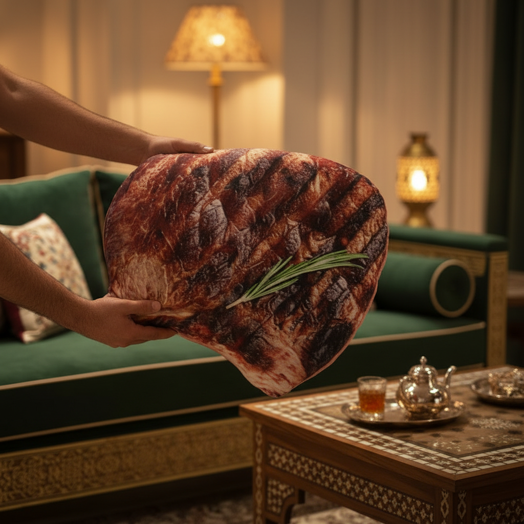 🥩🇩🇿وسادة "شواء العيد" الملكية - اللمسة الفخمة لصالونك في العيد